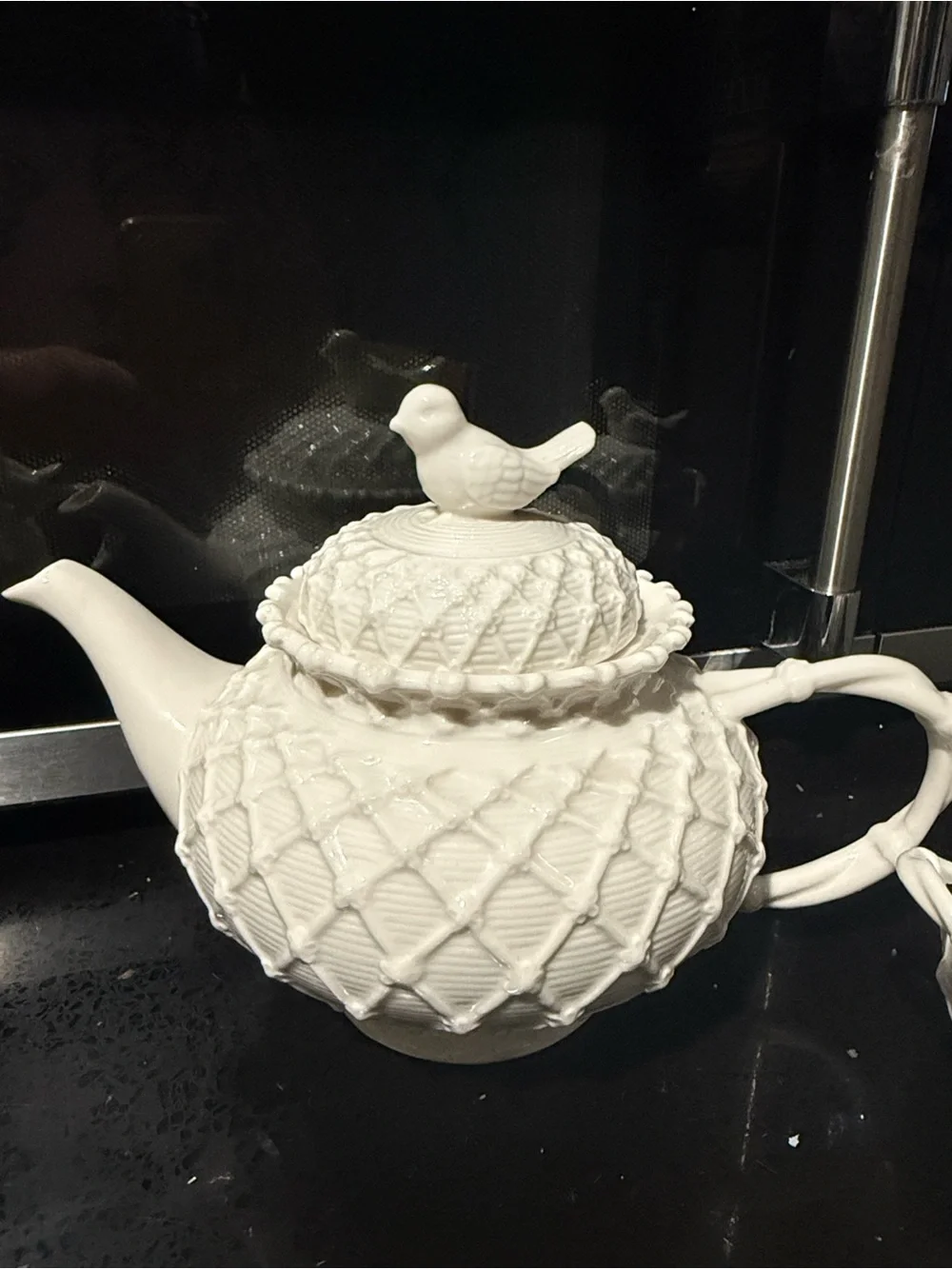 Grace’s White Ceramic Bird Teapot, Sugar Bowl & Creamer Set